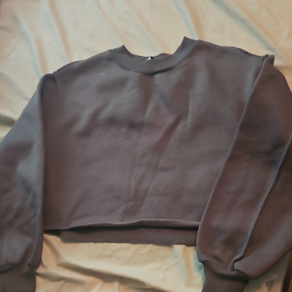 Women's Gray Cropped Sweatshirt